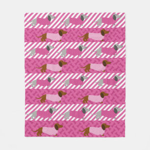 Roze en witte dachshund, geblazen beddengoed fleece deken