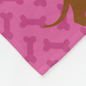 Roze en witte dachshund, geblazen beddengoed fleece deken (Hoek)