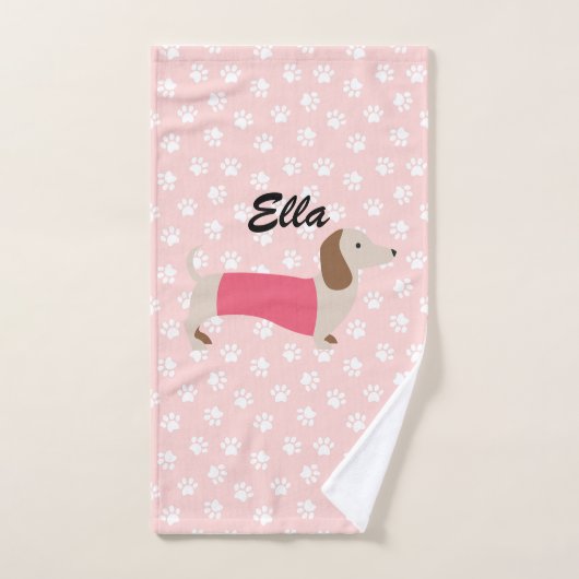 Roze en Witte Dachshund Handdoek Cadeau (Handdoek)