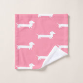 Roze en witte dachshund-meisjes Bathroom Bad Handdoek (Wasdoekje)