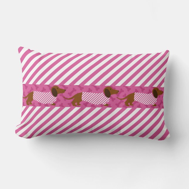 Roze en witte dachshund Reverse Sides Pillow Kussen (Voorkant)