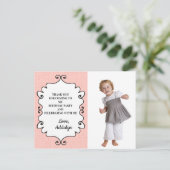 Roze en Witte Dag Dank je Briefkaart (Staand voorkant)