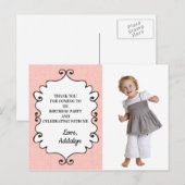 Roze en Witte Dag Dank je Briefkaart (Voorkant / Achterkant)