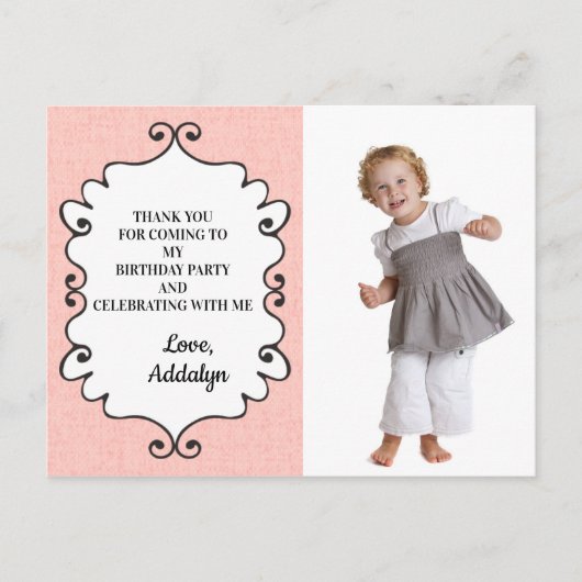 Roze en Witte Dag Dank je Briefkaart (Voorkant)