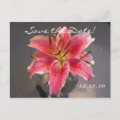 Roze en witte dag Lily - Sla de datum op Aankondigingskaart (Achterkant)