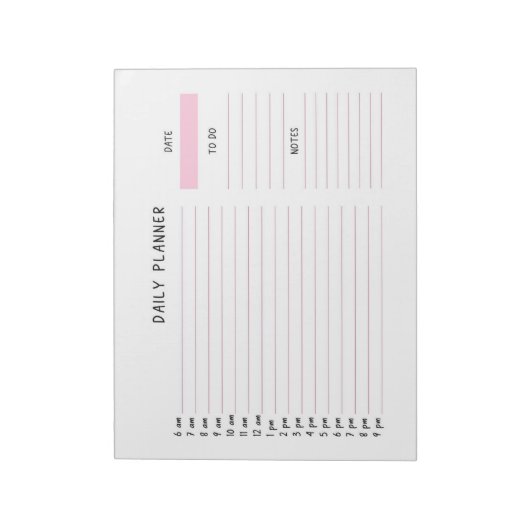 Roze en witte, dagelijkse lijstanner notitieblok (Linkerzijde)