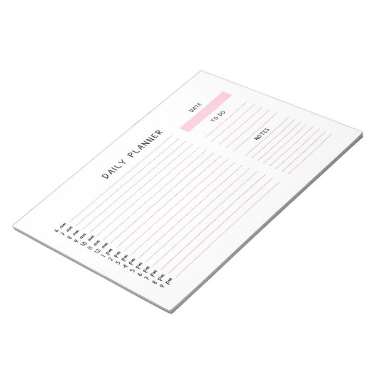 Roze en witte, dagelijkse lijstanner notitieblok (Schuin)