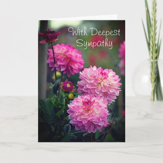 Roze en Witte Dahlia Bloem Met Diepste Sympathie Bedankkaart (Voorkant)