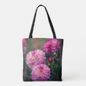 Roze en Witte Dahlia Flower, gepersonaliseerd Tote Bag (Achterkant)