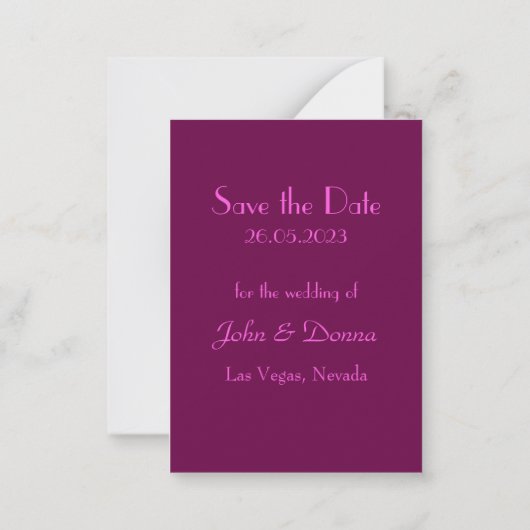 Roze en witte Dahlia Flower Save the Date Kaart Notitiekaartje (Achterkant)