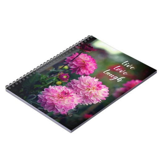 Roze en Witte Dahlia Motivatie Notitieboek (Linkerzijde)