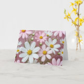 Roze en Witte Daisies Verjaardag Kaart (Gele Bloem)