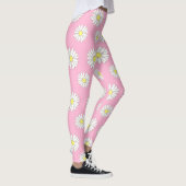 Roze en Witte Daisies Vrouwen Leggings (Rechts)