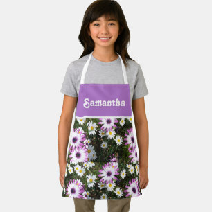 Roze en Witte Daisy Daisies Flowers Floral Apron Schort
