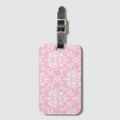 Roze en witte Damask Bagagelabel (Voorkant (verticaal))