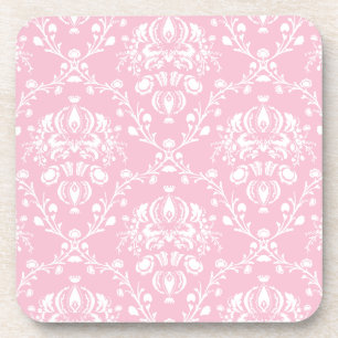 Roze en witte Damask Bier Onderzetter