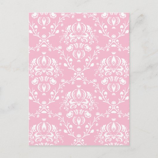 Roze en witte Damask Briefkaart (Voorkant)
