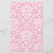 Roze en witte Damask Briefpapier (Voorkant)