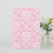 Roze en witte Damask Briefpapier (Staand voorkant)