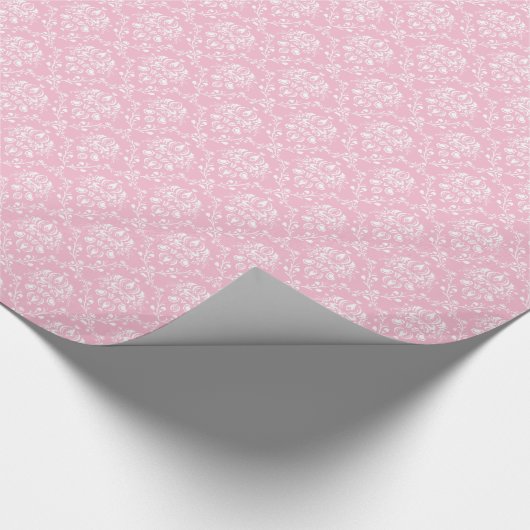 Roze en witte Damask Cadeaupapier (Hoek)