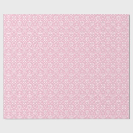 Roze en witte Damask Cadeaupapier (Vlak)