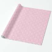 Roze en witte Damask Cadeaupapier (Uitgerold)