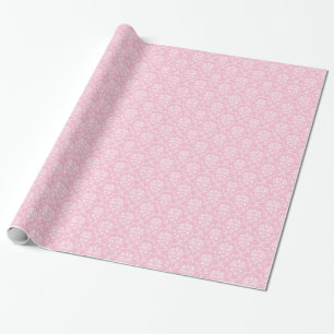 Roze en witte Damask Cadeaupapier