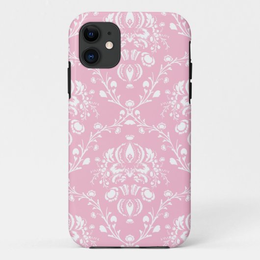 Roze en witte Damask Case-Mate iPhone Case (Achterkant)