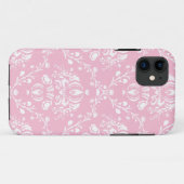 Roze en witte Damask Case-Mate iPhone Case (Achterkant (horizontaal))