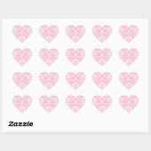 Roze en witte Damask Hart Sticker (Vel)