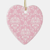 Roze en witte Damask Keramisch Ornament (Rechts)