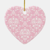 Roze en witte Damask Keramisch Ornament (Achterkant)