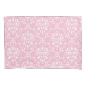 Roze en witte Damask Kussensloop (Voorkant-Links)