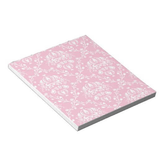 Roze en witte Damask Notitieblok (Schuin)