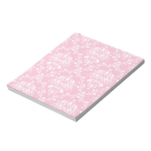 Roze en witte Damask Notitieblok (Linkerzijde)
