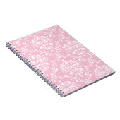 Roze en witte Damask Notitieboek (Rechterzijde)