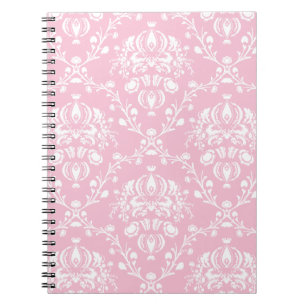 Roze en witte Damask Notitieboek