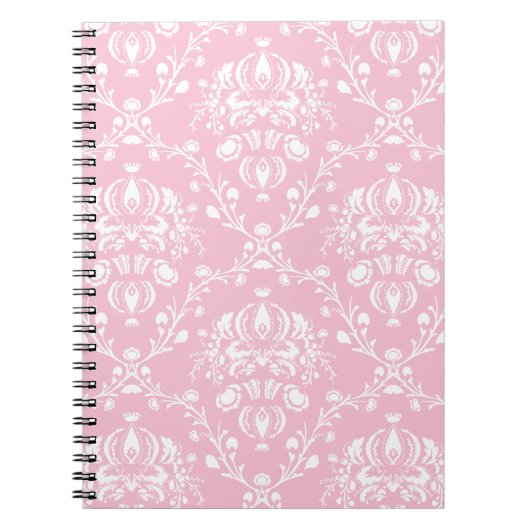 Roze en witte Damask Notitieboek (Voorkant)