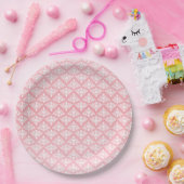 Roze en witte Damask Papieren Bordje (Feest)