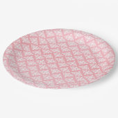 Roze en witte Damask Papieren Bordje (Gekanteld)