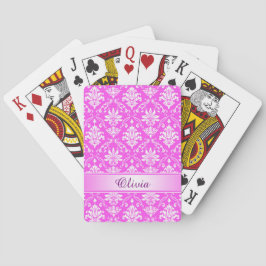 Roze en witte Damask Pokerkaarten