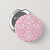 Roze en witte Damask Ronde Button 5,7 Cm (Voorkant /achterkant)