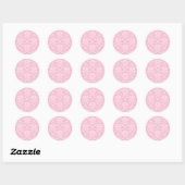Roze en witte Damask Ronde Sticker (Vel)