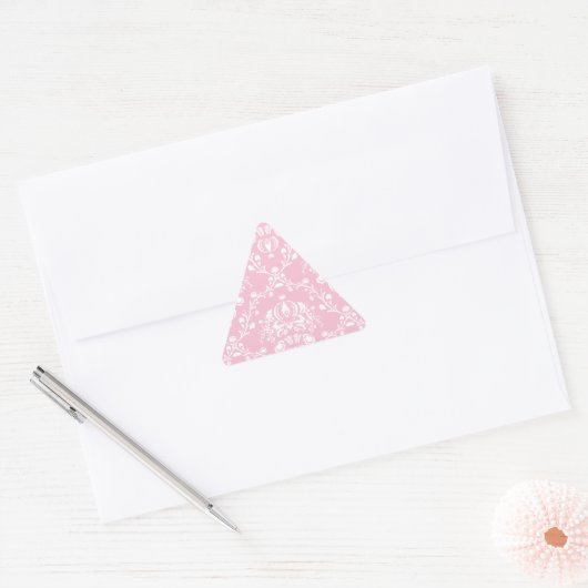 Roze en witte Damask Sticker (Envelop)