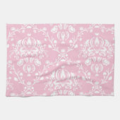 Roze en witte Damask Theedoek (Horizontaal)