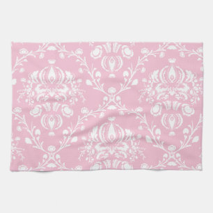 Roze en witte Damask Theedoek