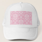 Roze en witte Damask Trucker Pet (Voorkant)
