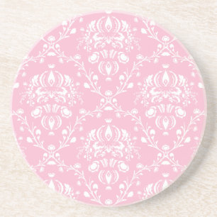 Roze en witte Damask Zandsteen Onderzetter