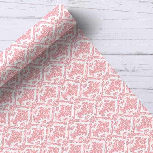 Roze en witte  Damaspatronen Cadeaupapier