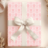 Roze en witte Damaspatronen Cadeaupapier
